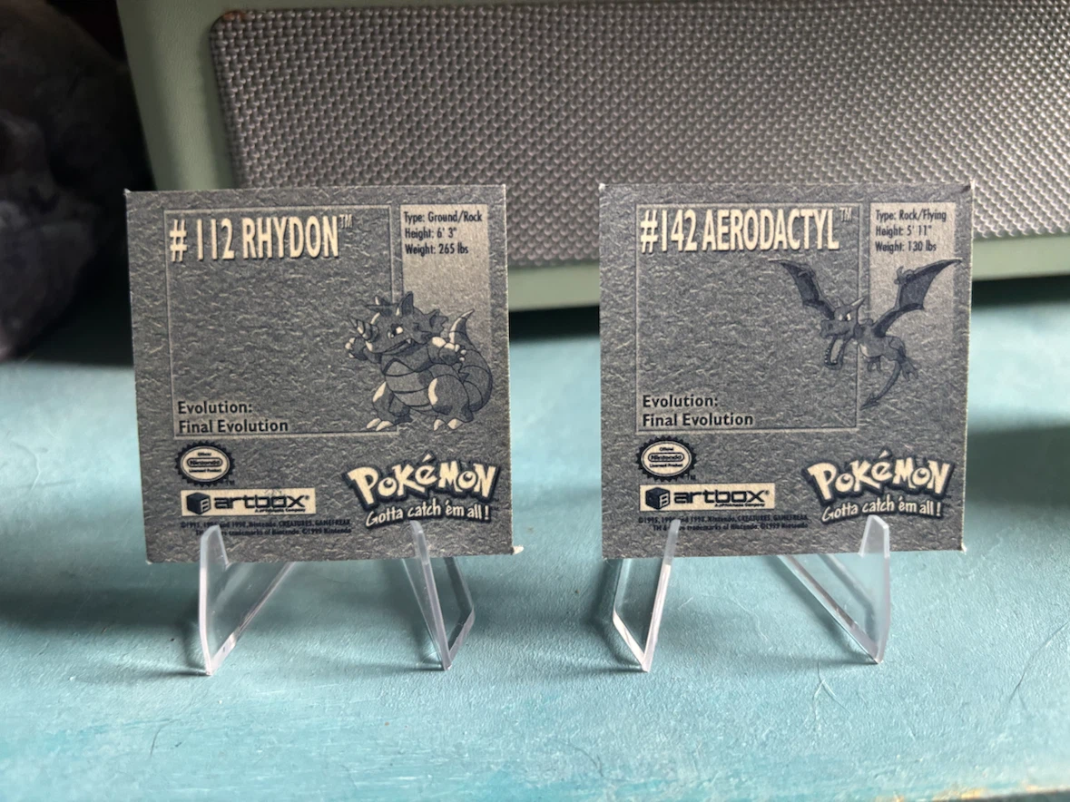 Vintage Pokemon 1999 stickers (Rhydon and Aerodactyl) - photo 2
