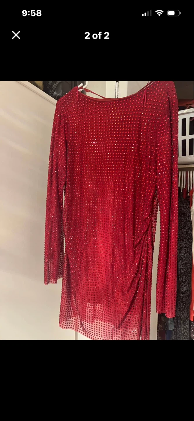 Red Sequin Party Dress - photo 2