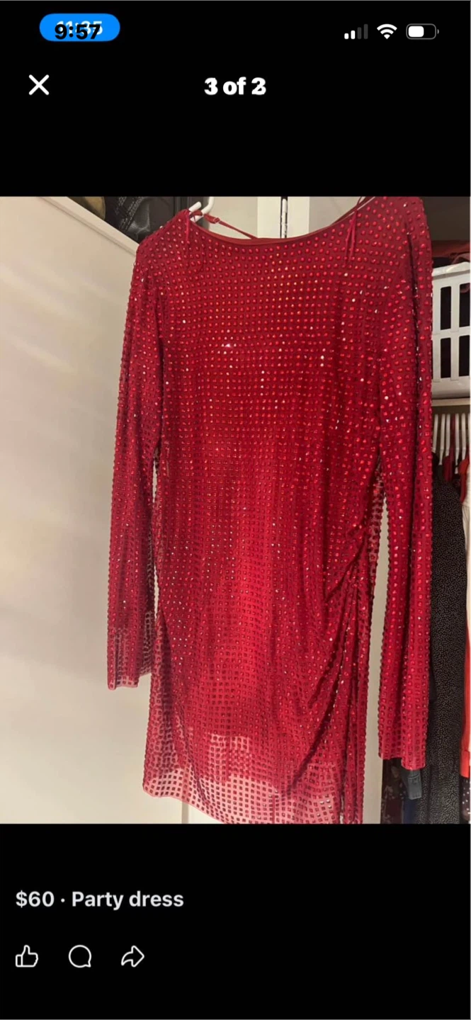 Red Sequin Party Dress - photo 3