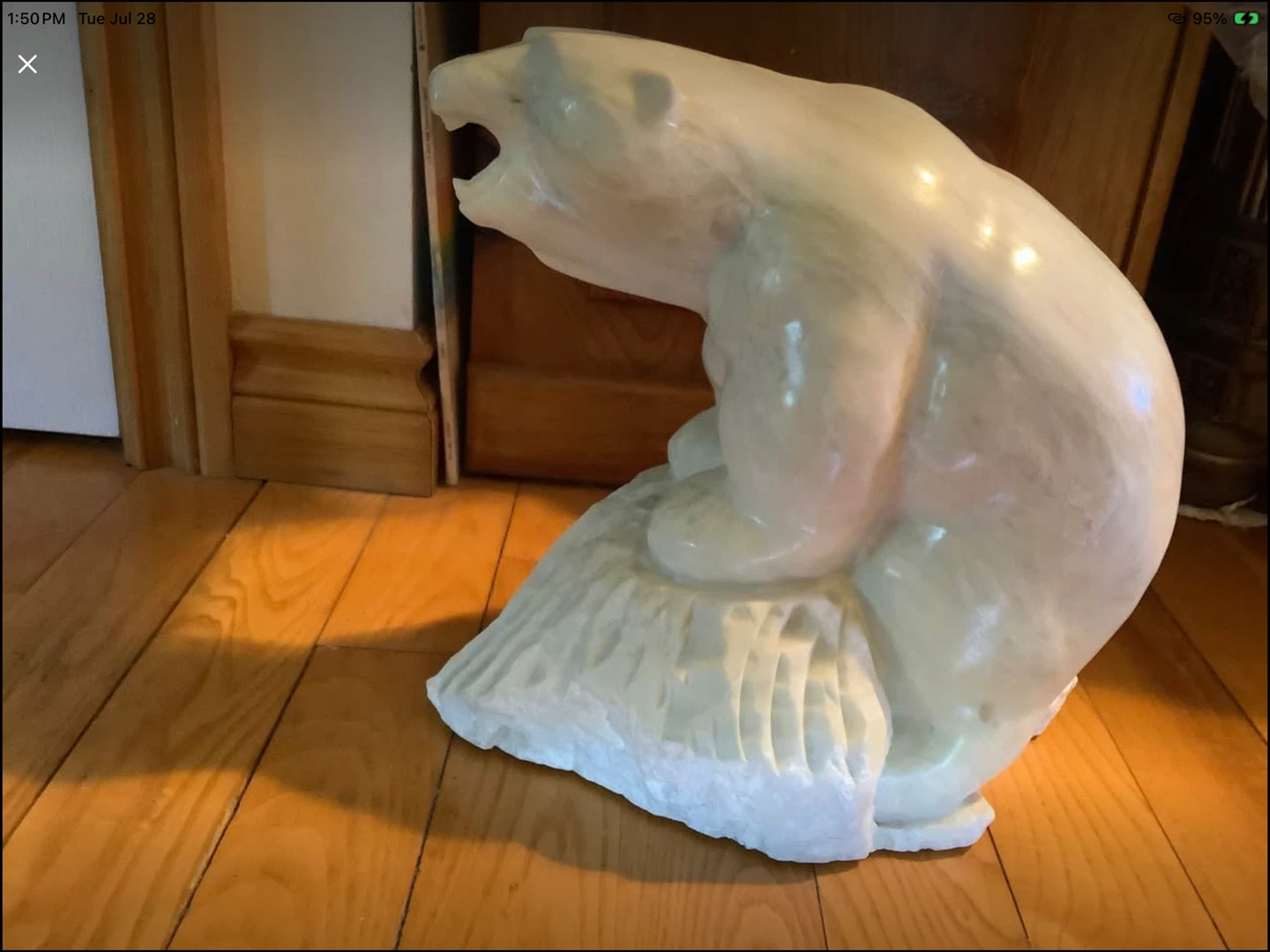 Lg Vt Soapstone Polar Bear Sculpture - Artist Maurice L Lund 🐞