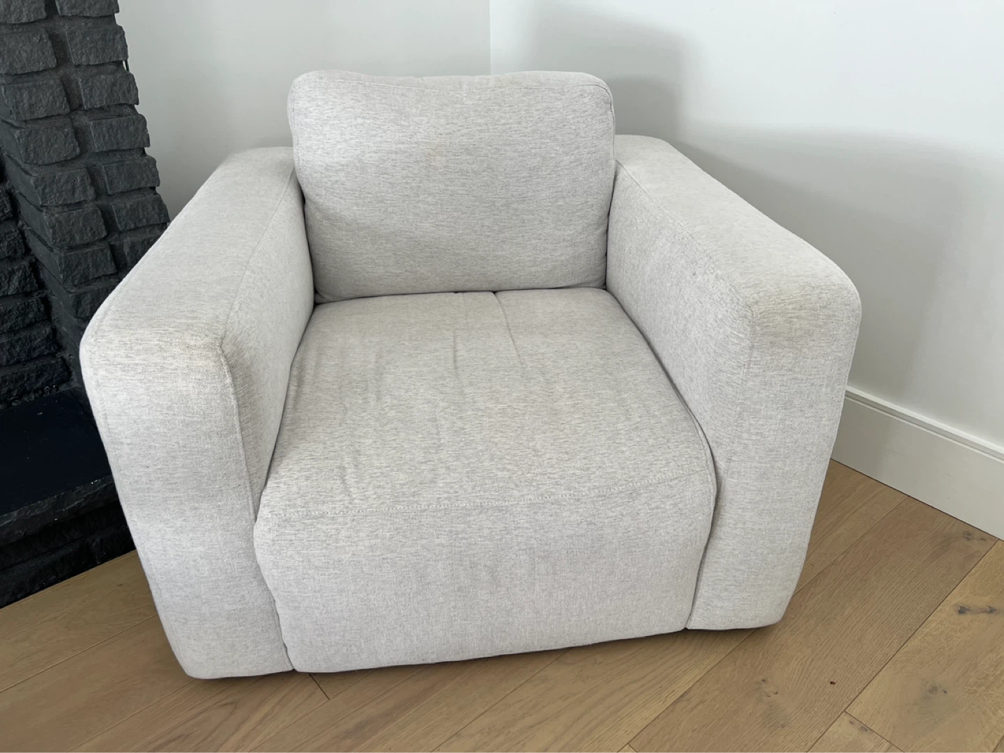 Light Grey Fabric Armchair and Loveseat Set