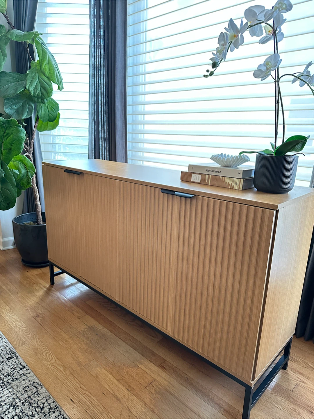 Wood Credenza Cabinet with Black Legs