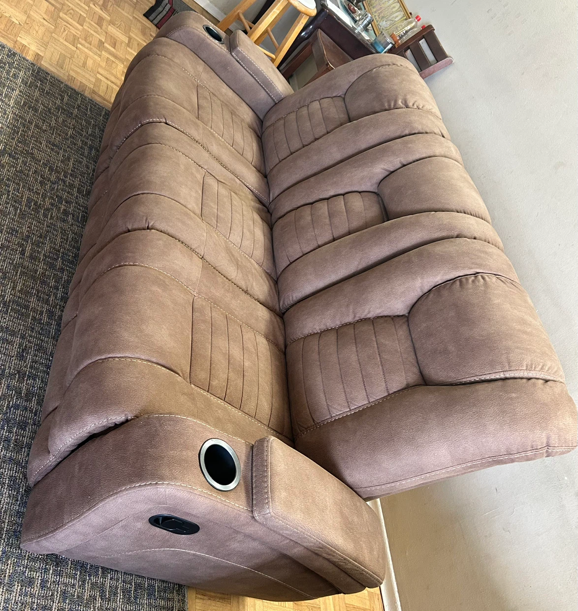 Brown Reclining Loveseat with Cup Holders - photo 3