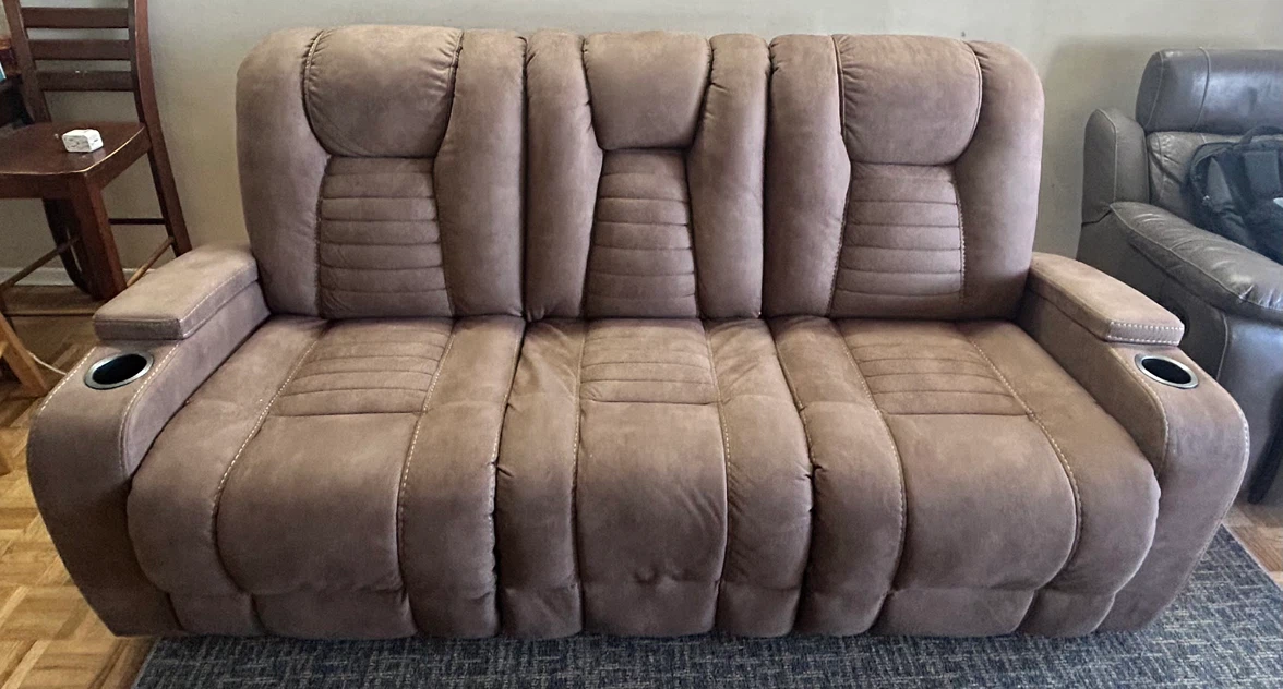 Brown Reclining Loveseat with Cup Holders - photo 4