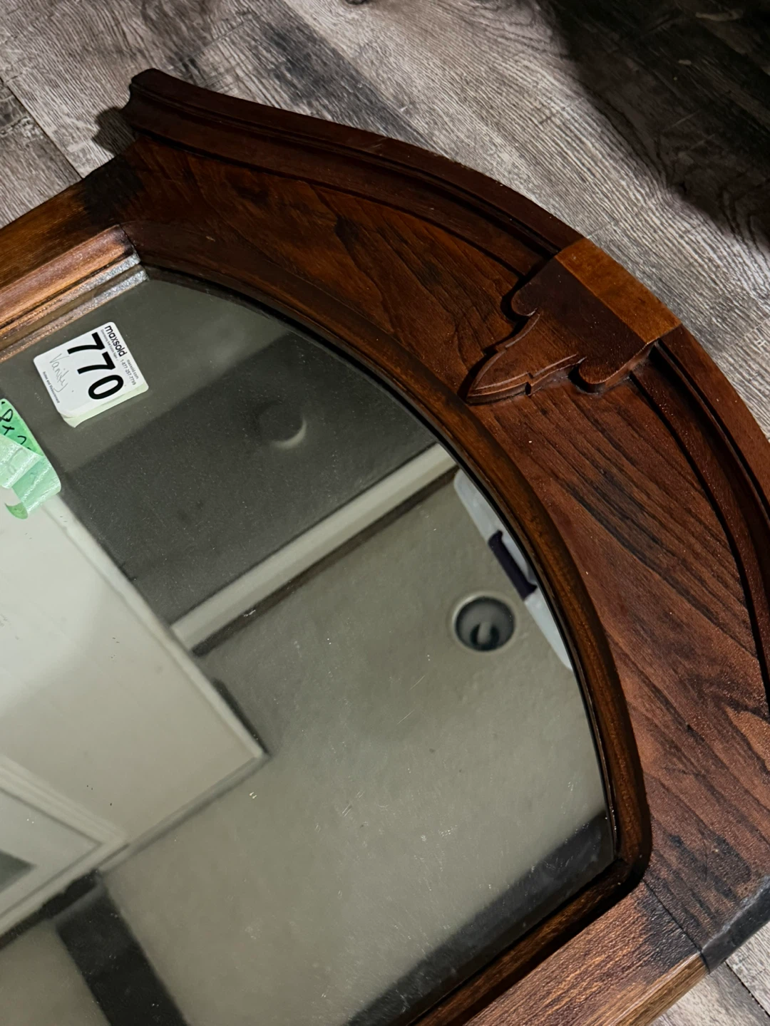 Vintage Antique Wood Vanity Mirror Arched Frame - photo 2