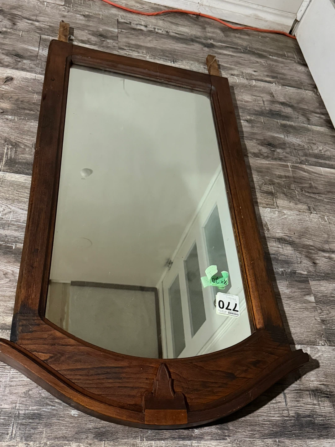 Vintage Antique Wood Vanity Mirror Arched Frame - photo 3