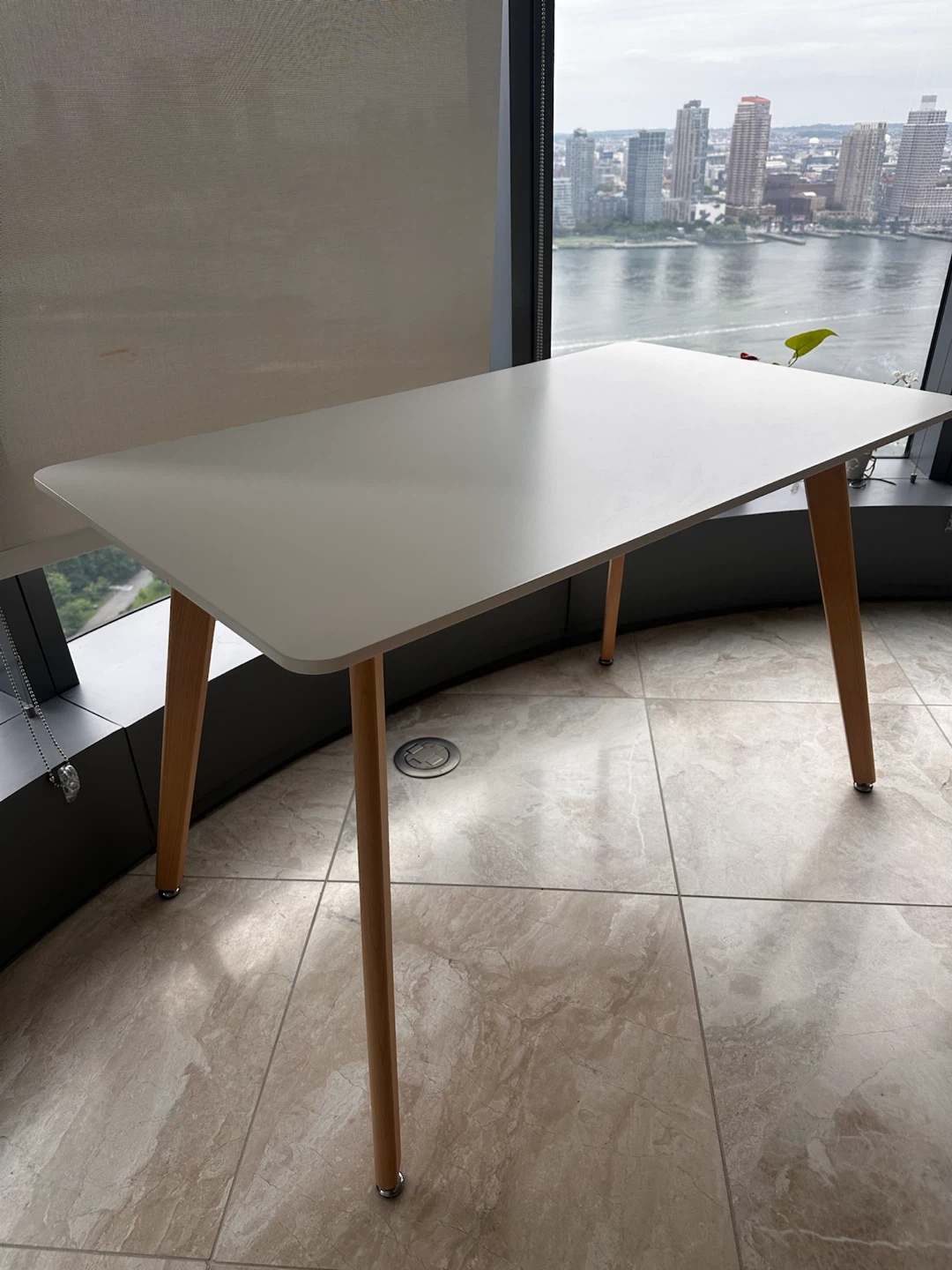 White Dining Table with Wood Legs - photo 2