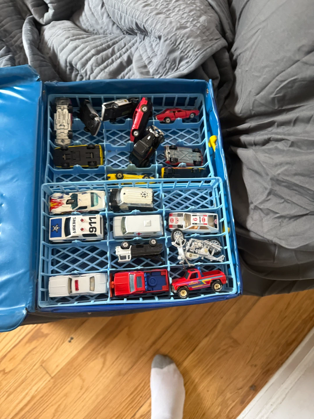 Assorted Die-Cast Toy Cars and Case