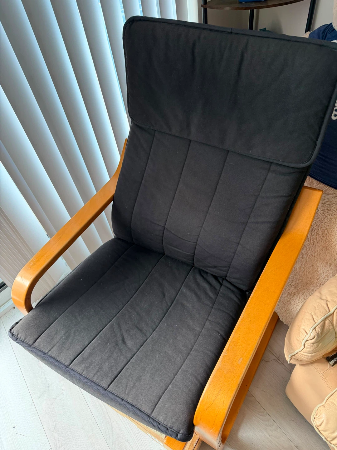 Black Glider Chair with Wooden Frame