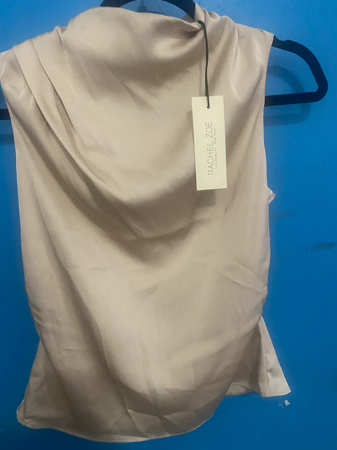 Rachel Zoe Beige Satin Draped Top