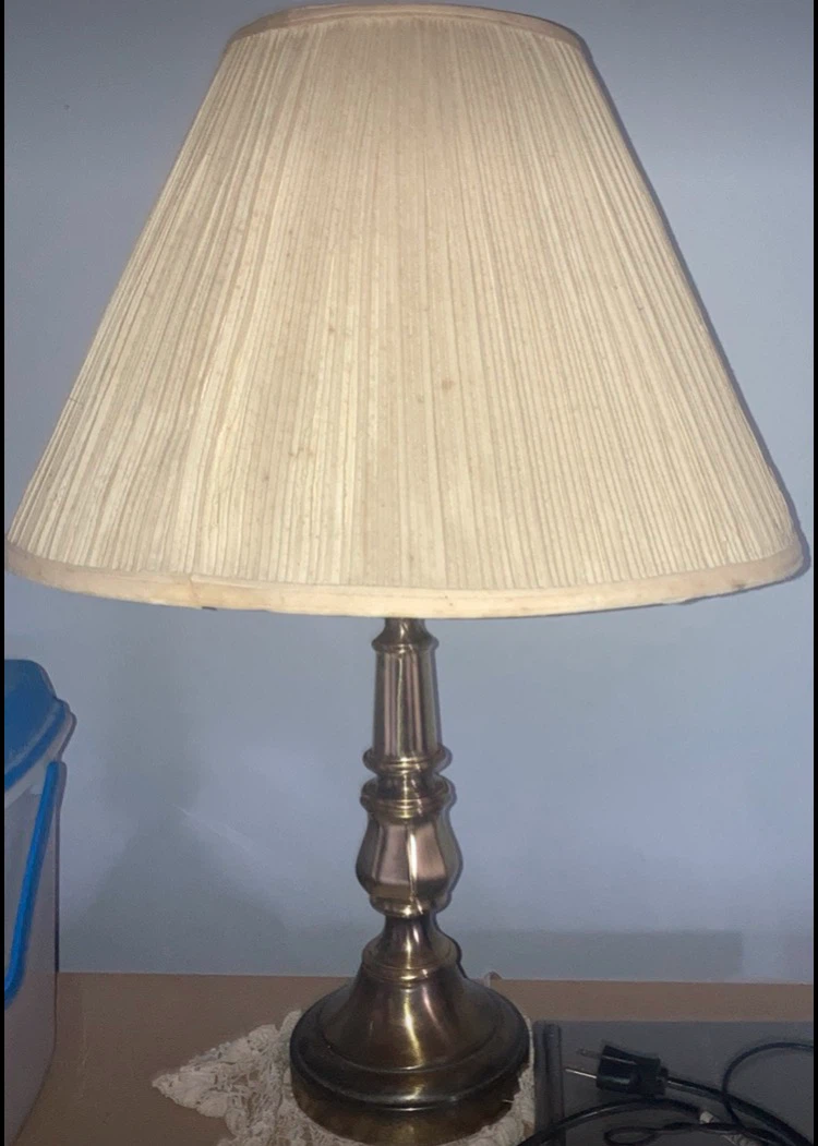 Brass Table Lamp with Pleated Shade