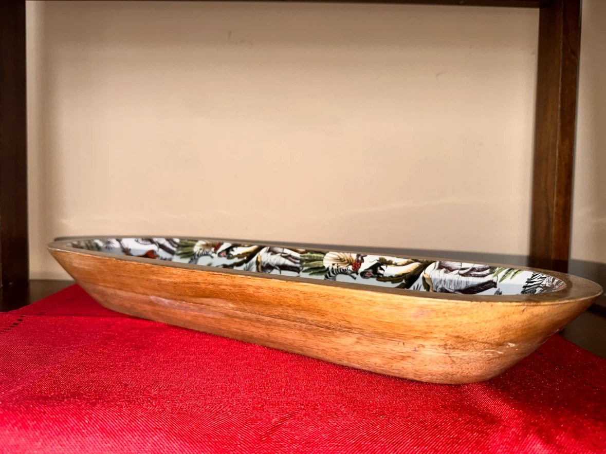 Wooden Serving Tray with Jungle Animals Print - photo 2
