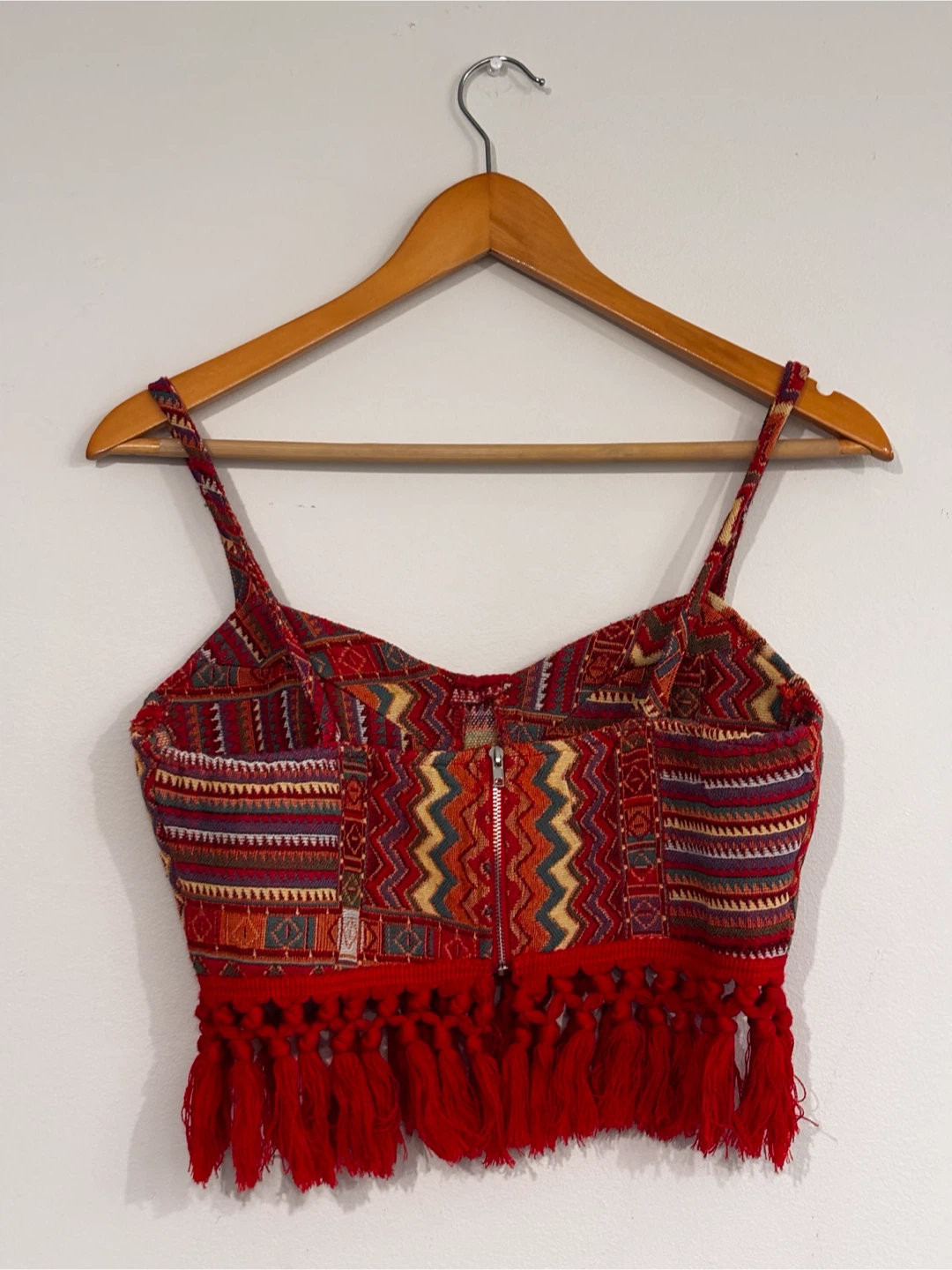 Embroidered Crop Top with Tassels - photo 2