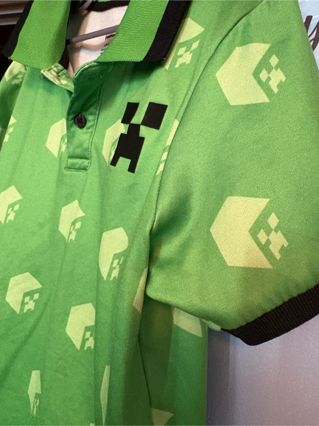 Minecraft Creeper Green Polo Shirt Size M - photo 2