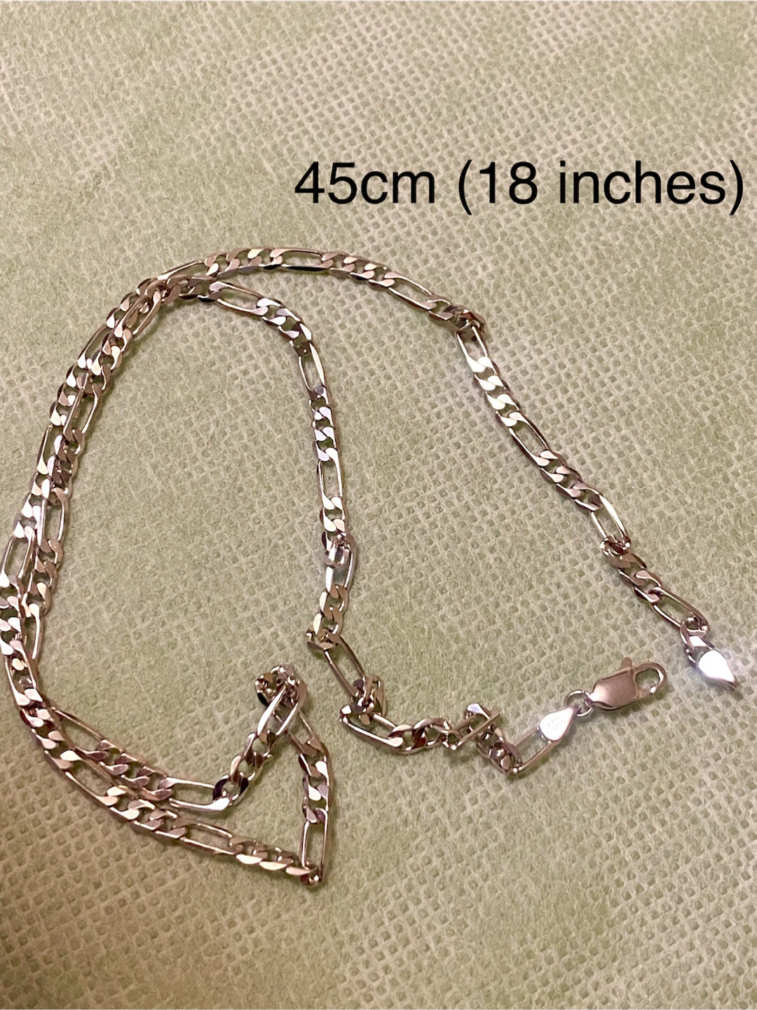 Sterling Silver Figaro Chain Necklace 45cm (18")