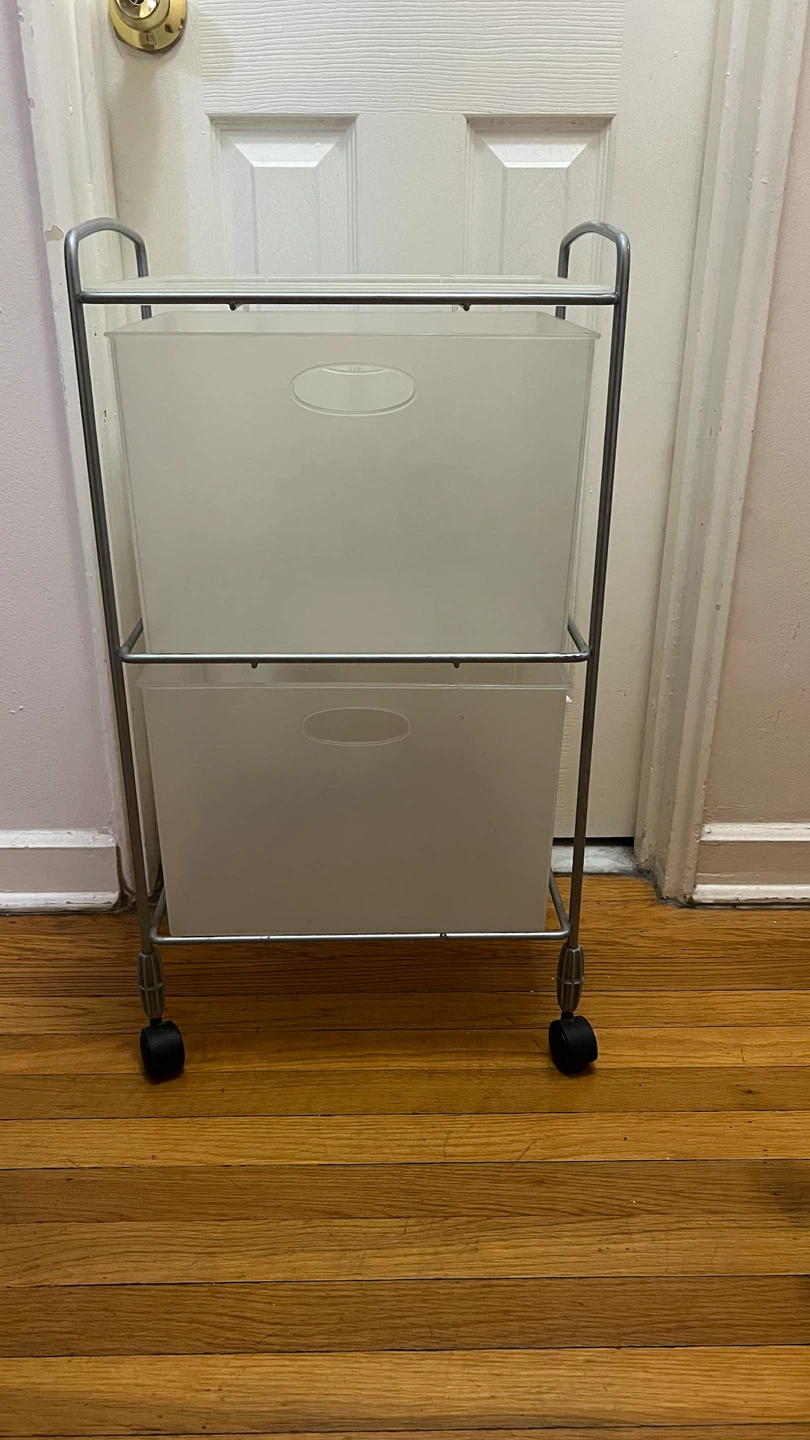2-Drawer Metal Frame Cart with Wheels