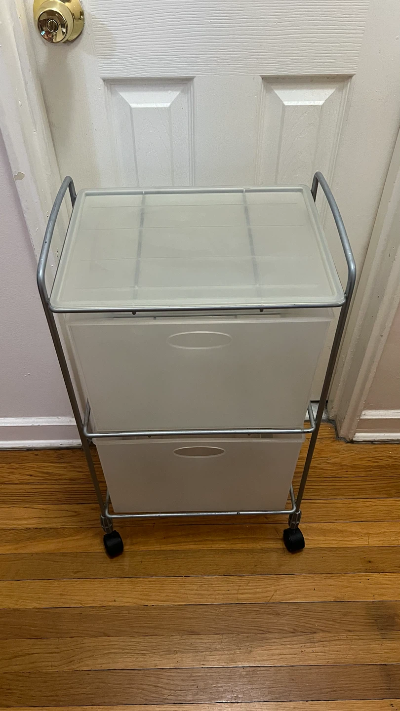 2-Drawer Metal Frame Cart with Wheels - photo 2