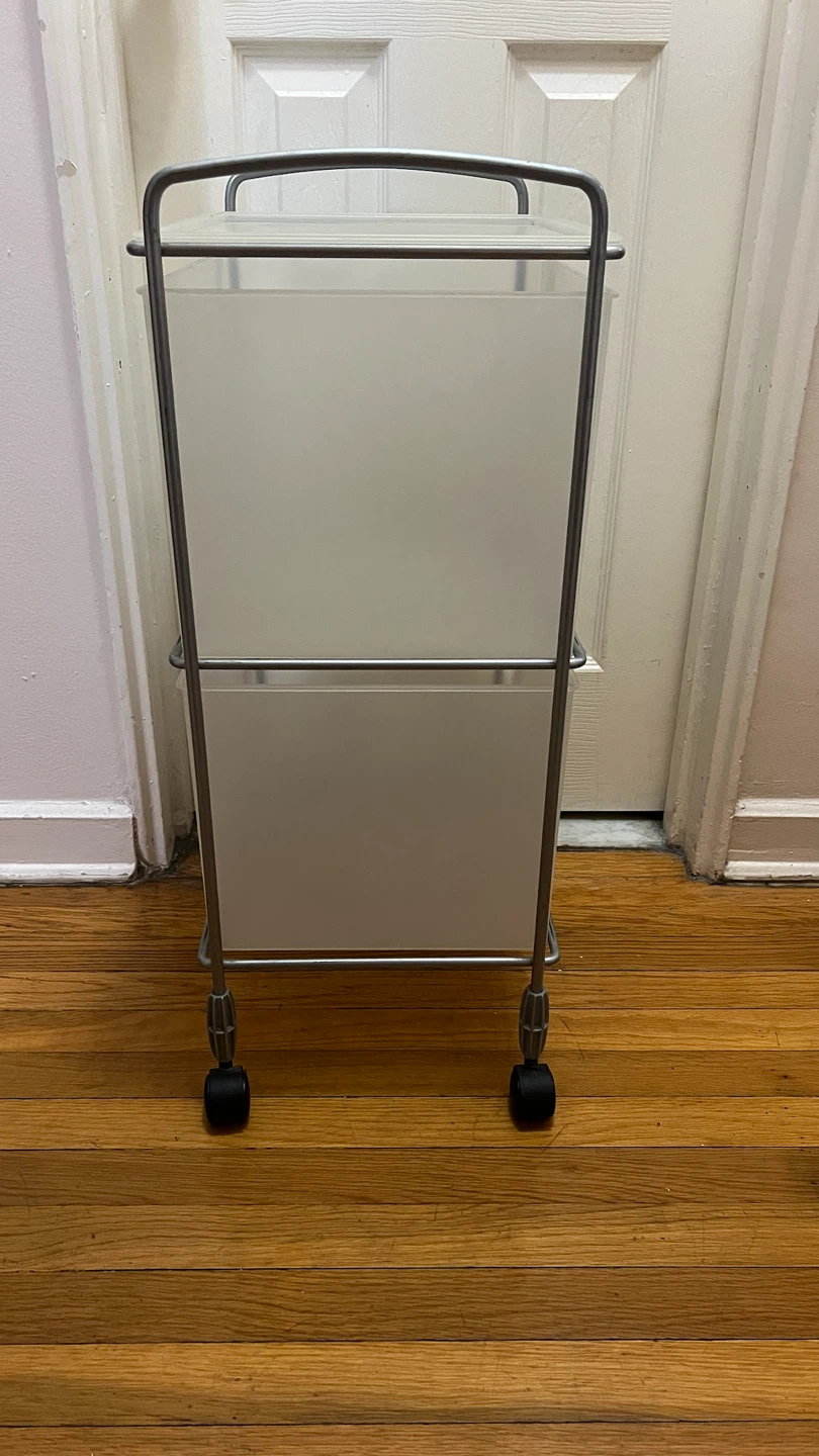 2-Drawer Metal Frame Cart with Wheels - photo 3