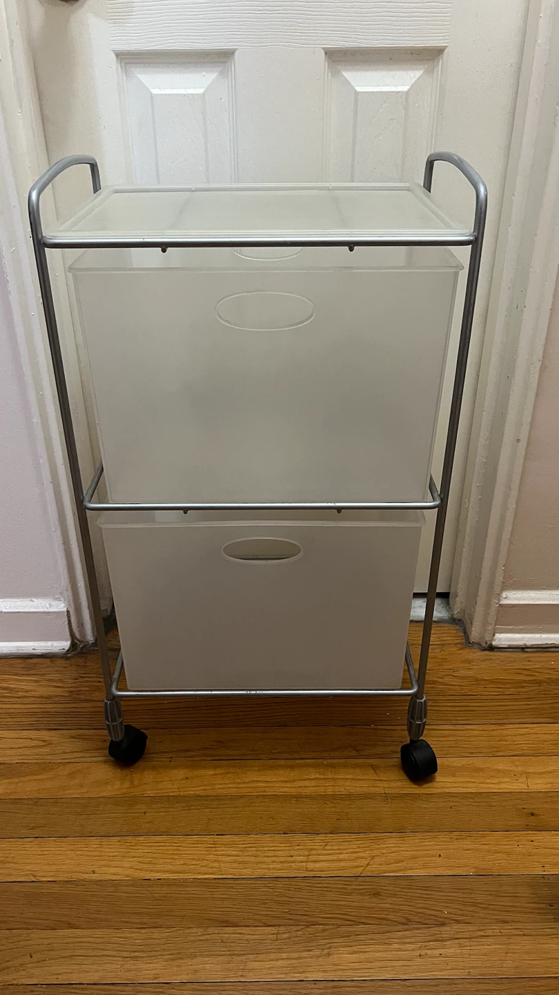2-Drawer Metal Frame Cart with Wheels - photo 4