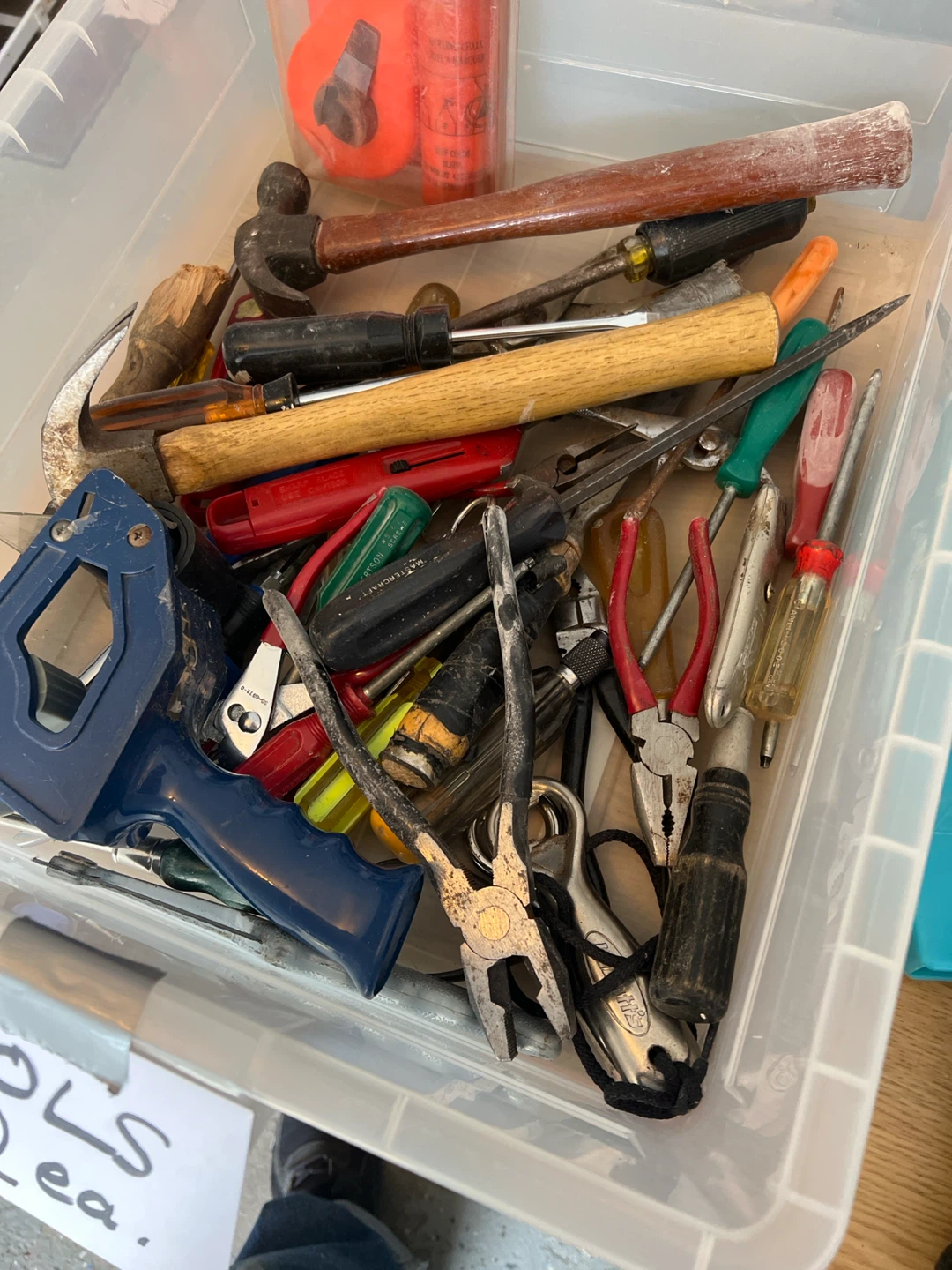 Assorted Mastercraft Hand Tools with Bin