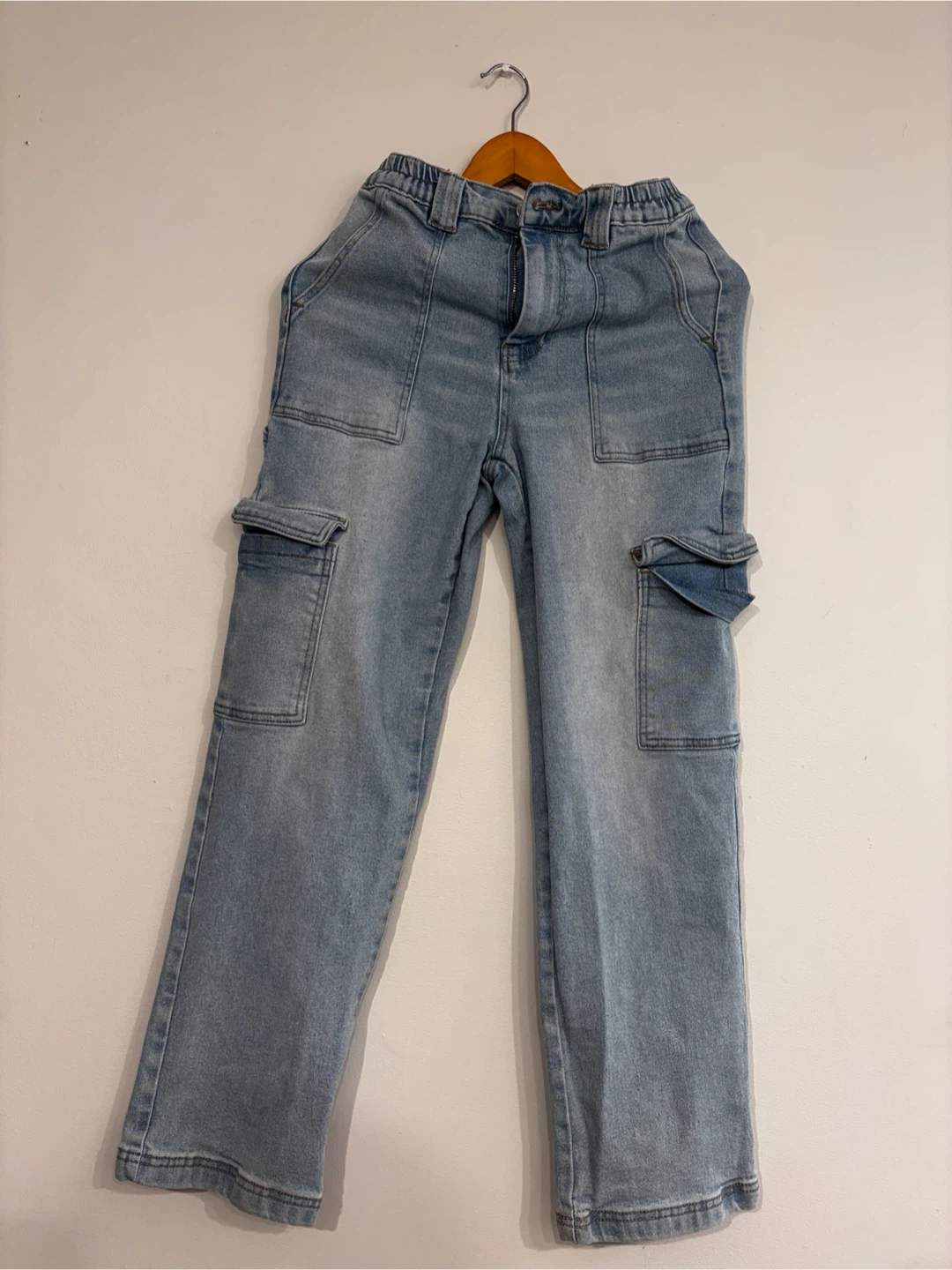 Light Wash Denim Cargo Pants