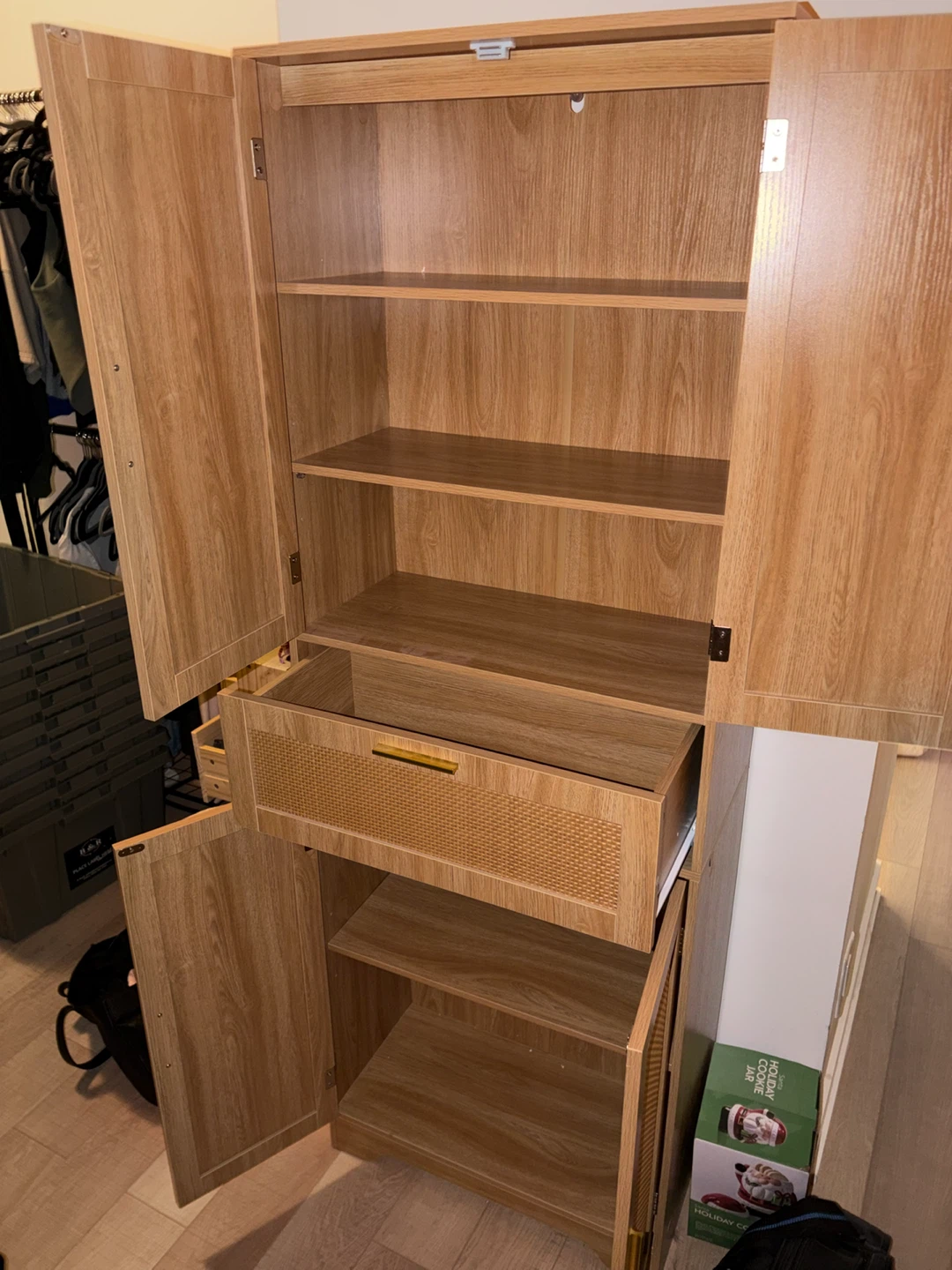 Tall Cabinet With Rattan Accents - photo 2