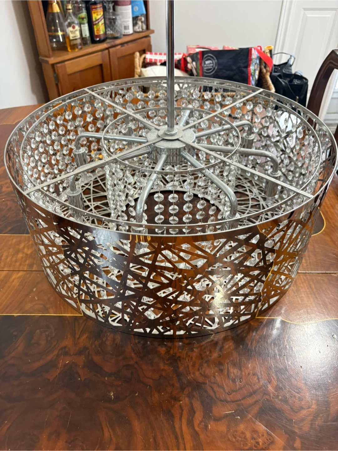 Modern Chrome Crystal Drum Pendant Light - photo 2