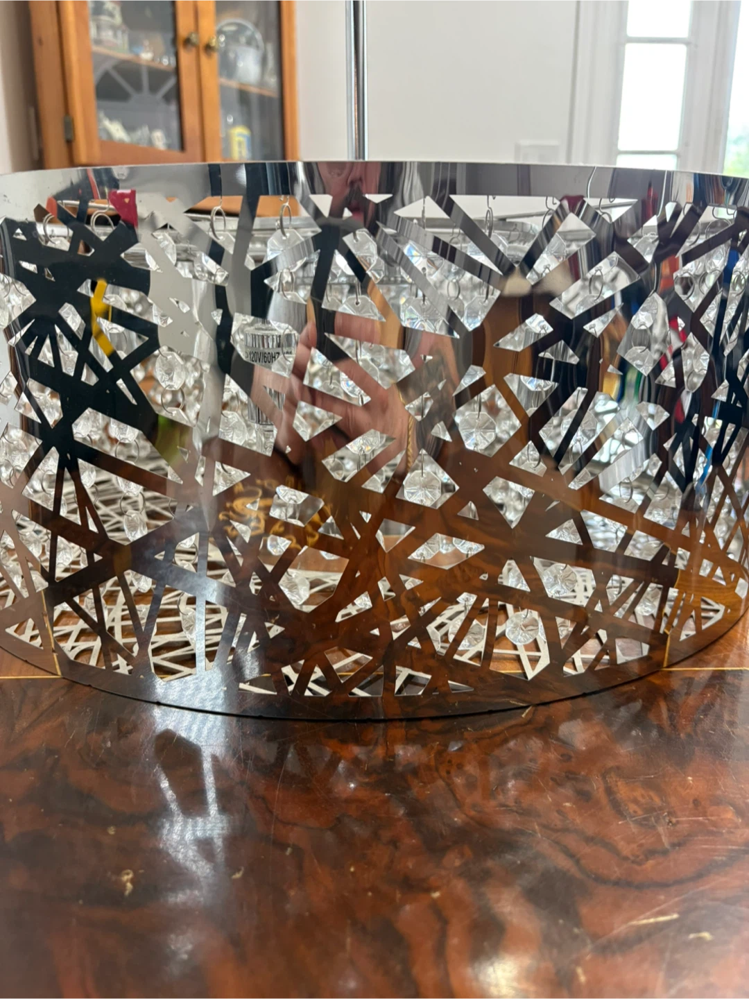 Modern Chrome Crystal Drum Pendant Light - photo 3
