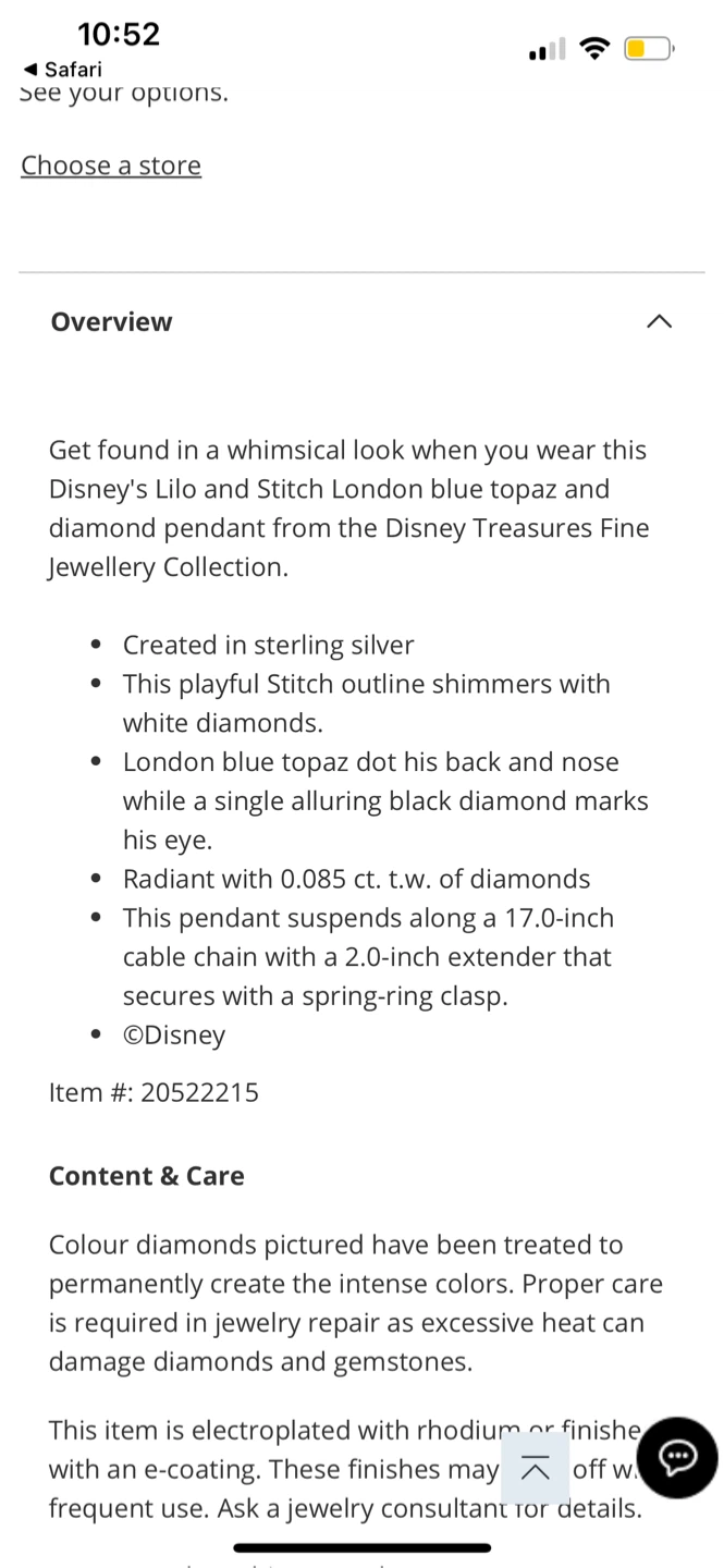 Disney Lilo & Stitch Blue Topaz & Diamond Pendant Necklace - photo 5