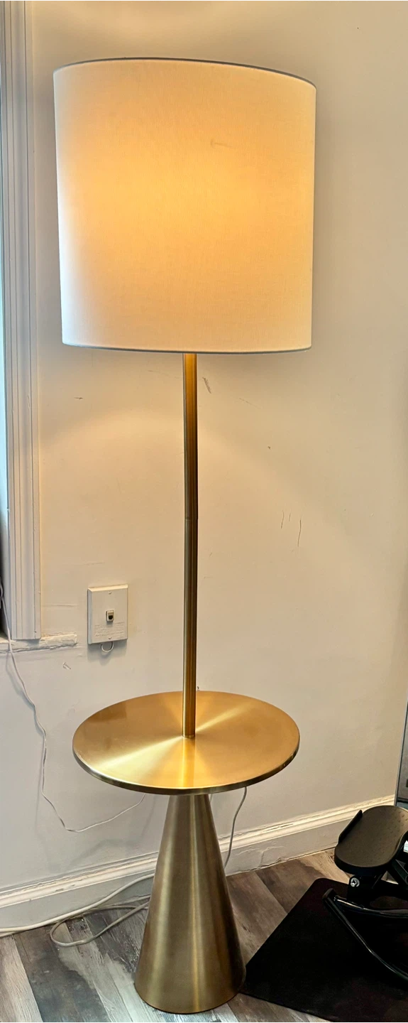 Gold Floor Lamp with built-in Side Table - photo 4
