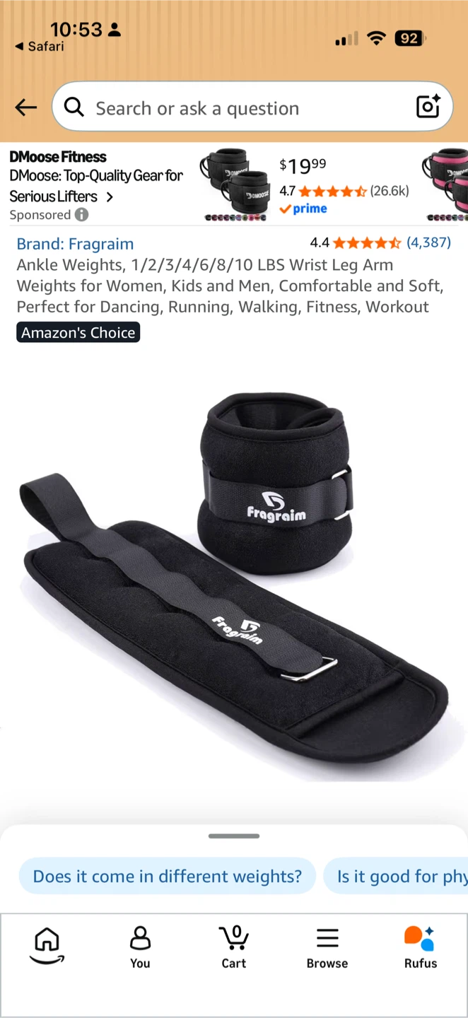 Fragraim 8-LB Pair Ankle/Wrist Weights