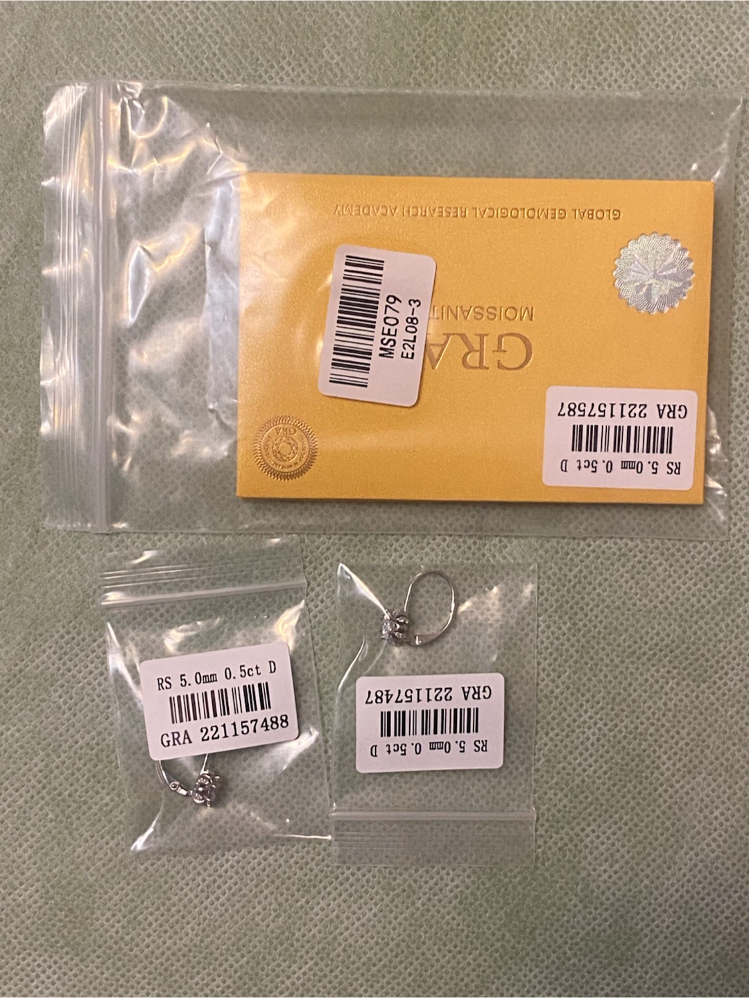 GRA Moissanite Sterling Silver Earrings 0.5ct D - photo 4