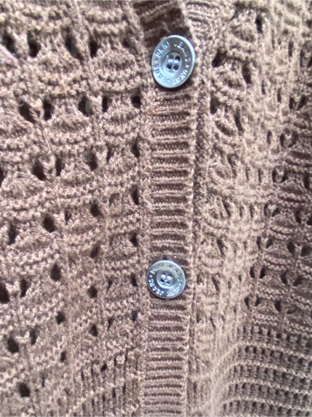 DKNY Jeans Brown Open Knit Button Down Cardigan XL - photo 4