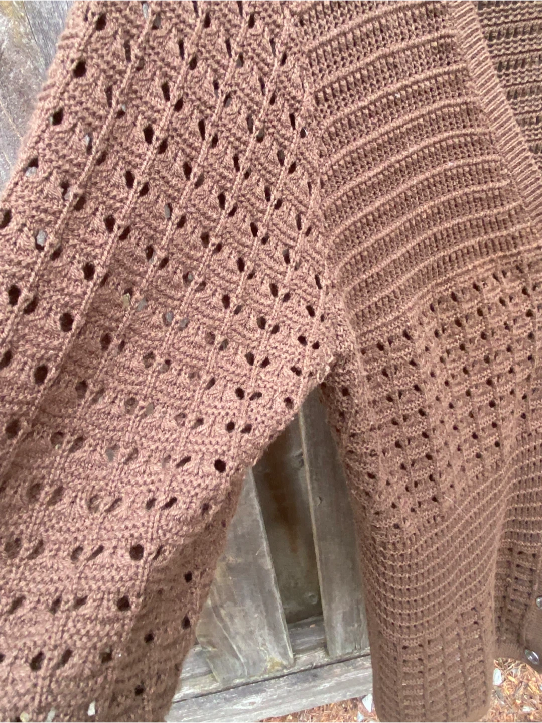DKNY Jeans Brown Open Knit Button Down Cardigan XL - photo 5