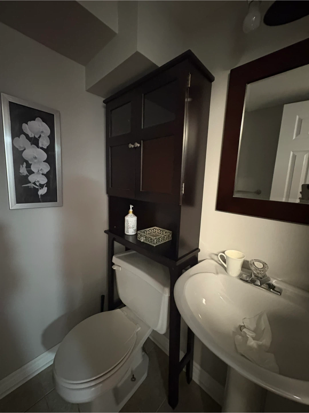 Dark Wood Over-the-Toilet Storage Cabinet - photo 2