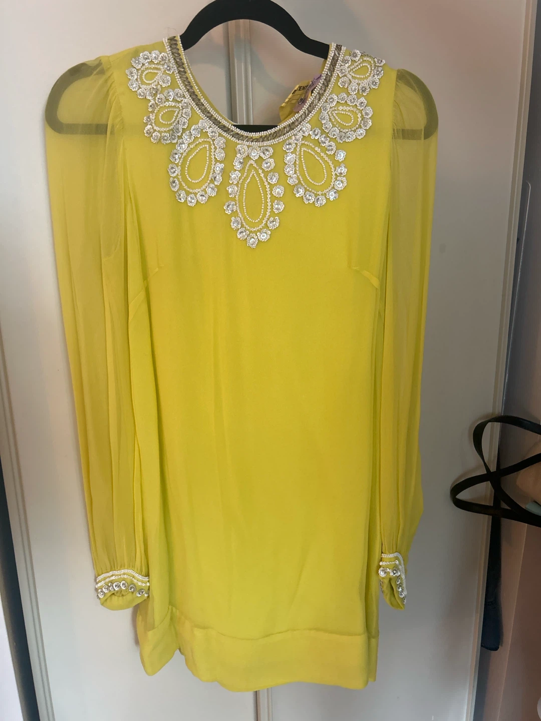 Yellow Beaded Embellished Dress FCUK 8