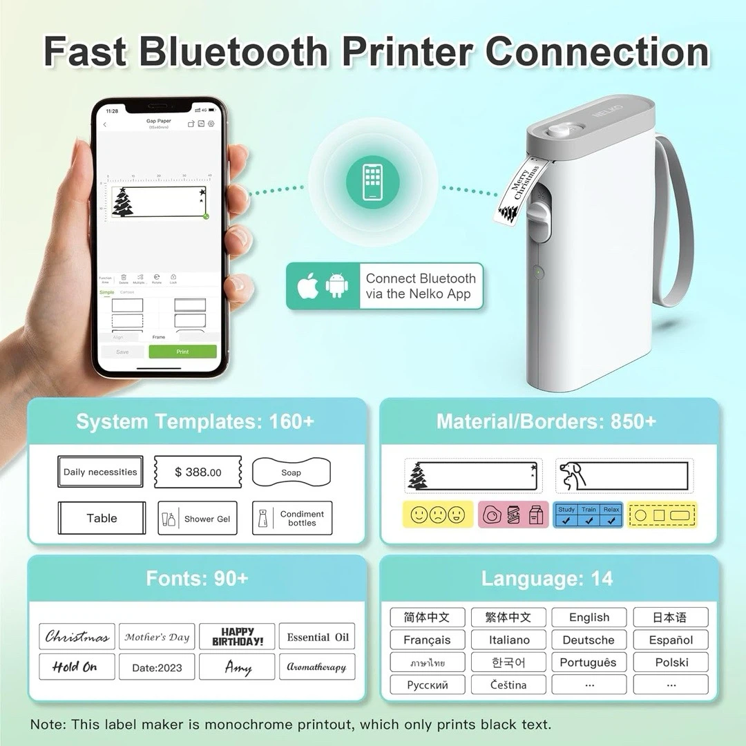 Nelko P21 Bluetooth Label Maker Printer - photo 2