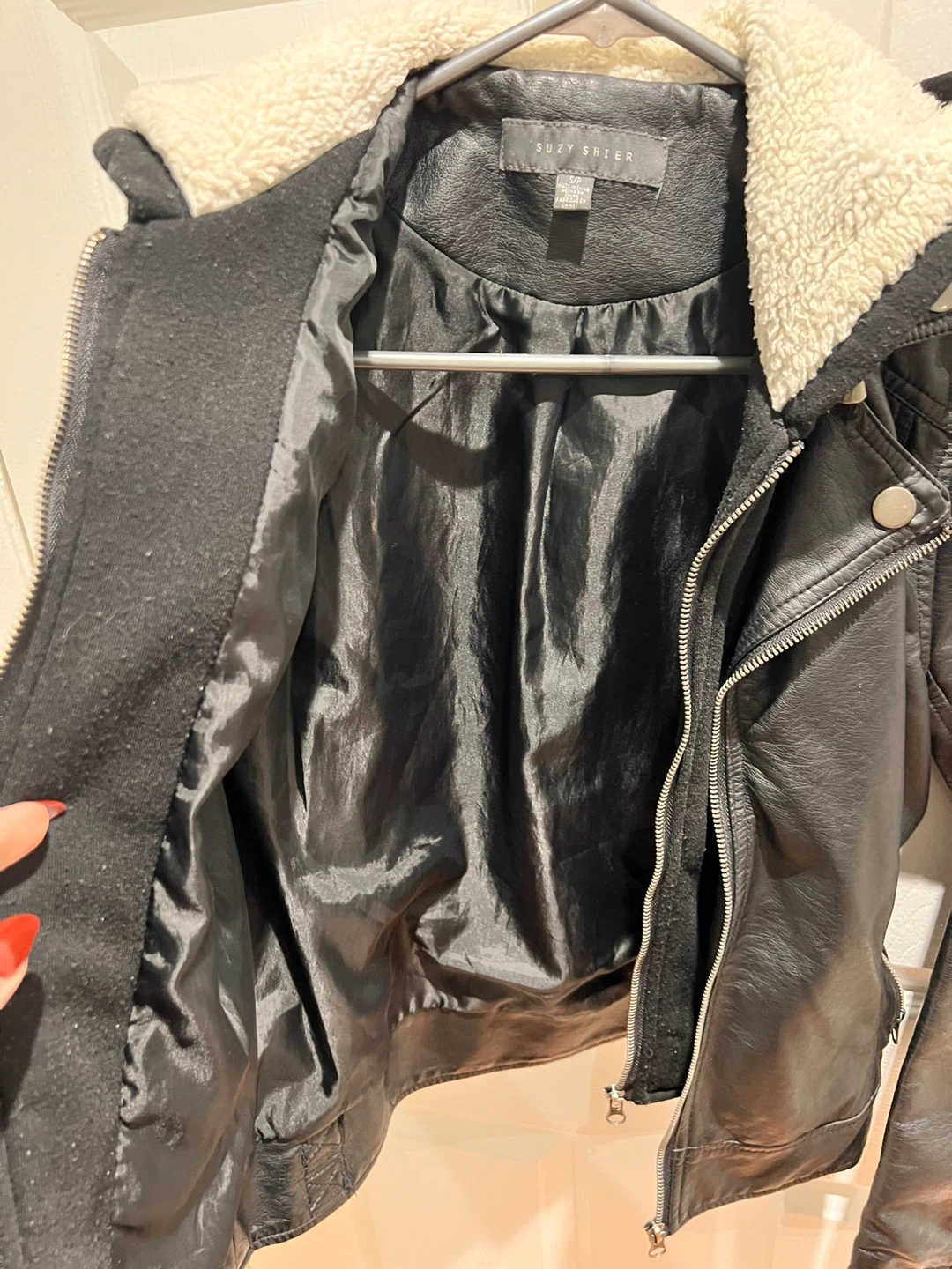 Suzy Shier Faux Leather Jacket with Hood - photo 5