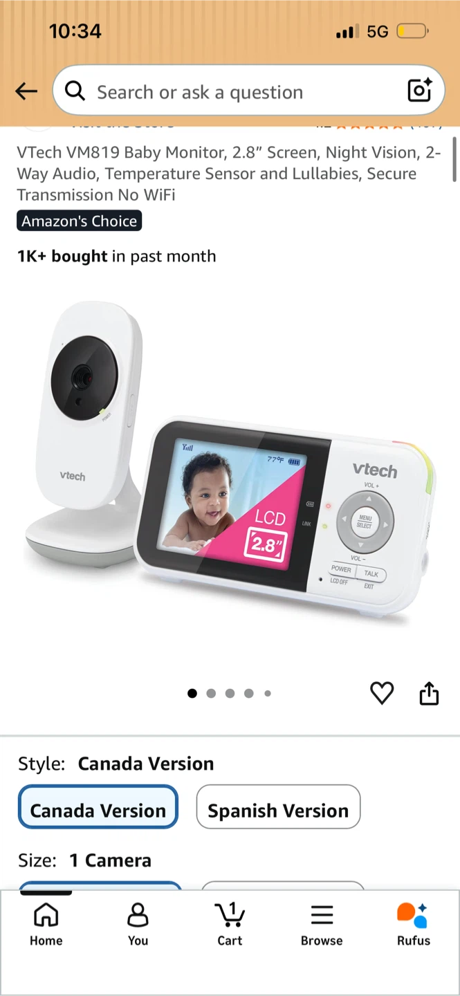 VTech VM819 Baby Monitor - 1 Camera
