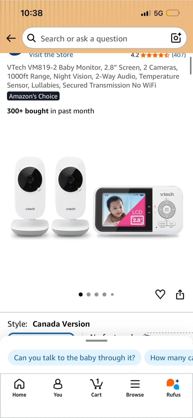 VTech VM819-2 Baby Monitor with 2 Cameras