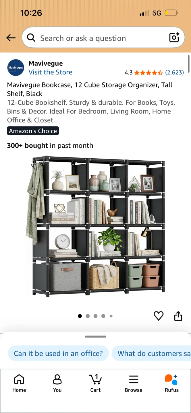 Mavivegue 12 Cube Storage Organizer - Black