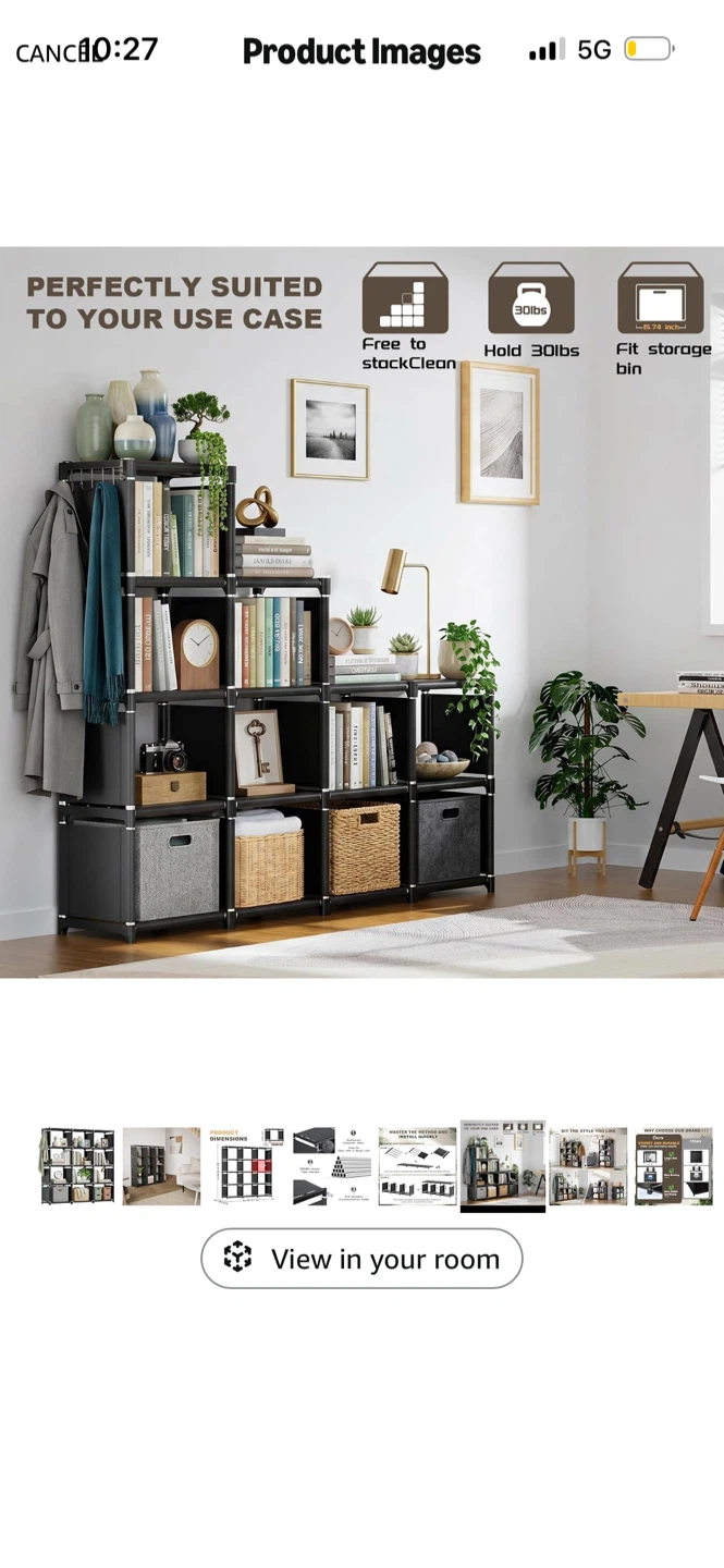 Mavivegue 12 Cube Storage Organizer - Black - photo 5