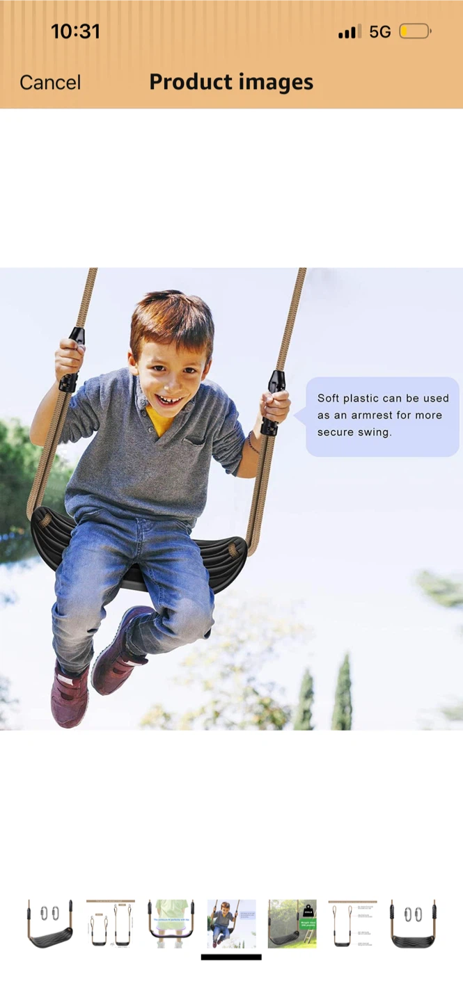 SELEWARE Plastic Swing Seat with Adjustable Rope and Carabiners - photo 5