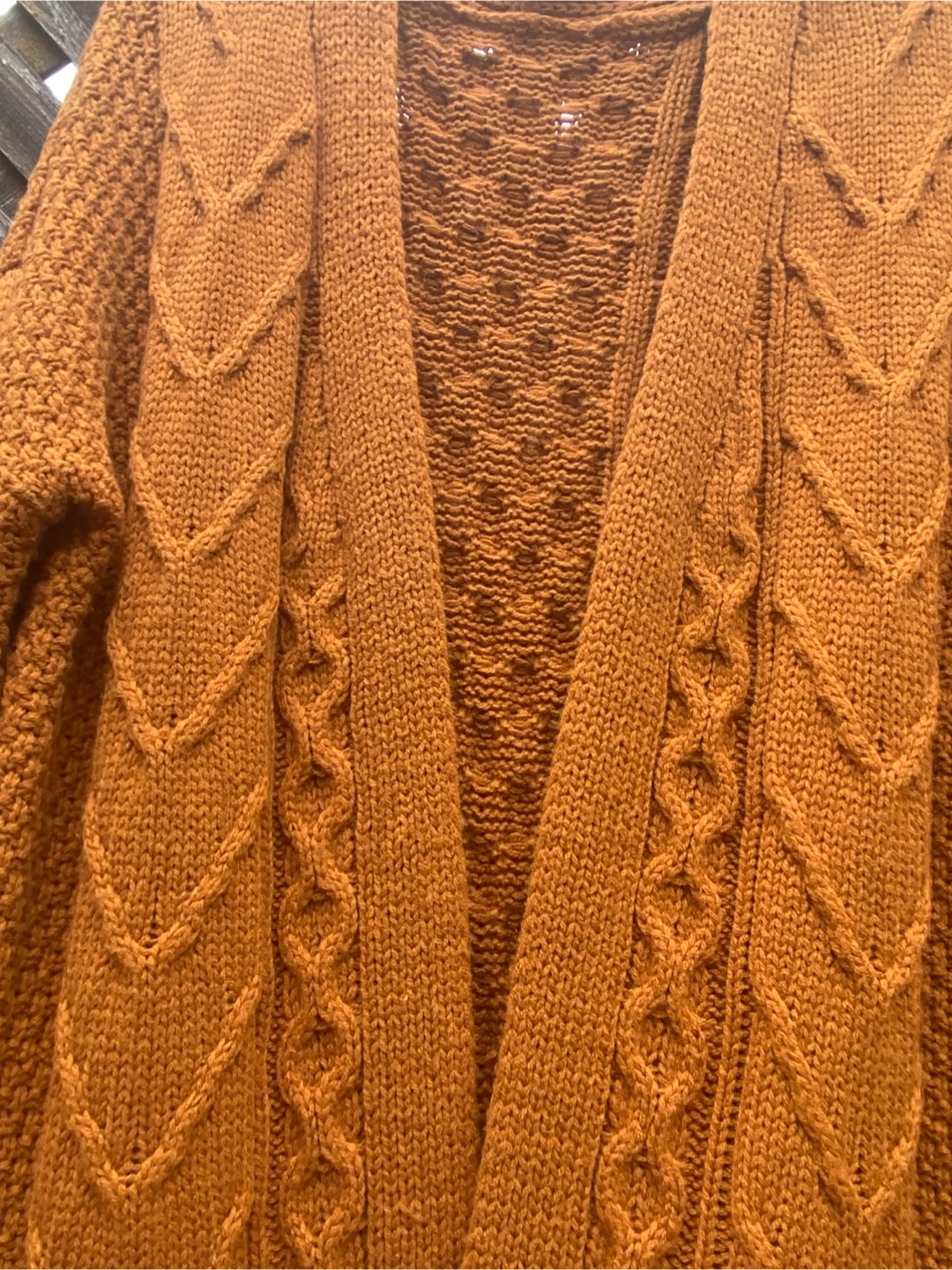 Cable Knit Long Cardigan, Size Medium - photo 2