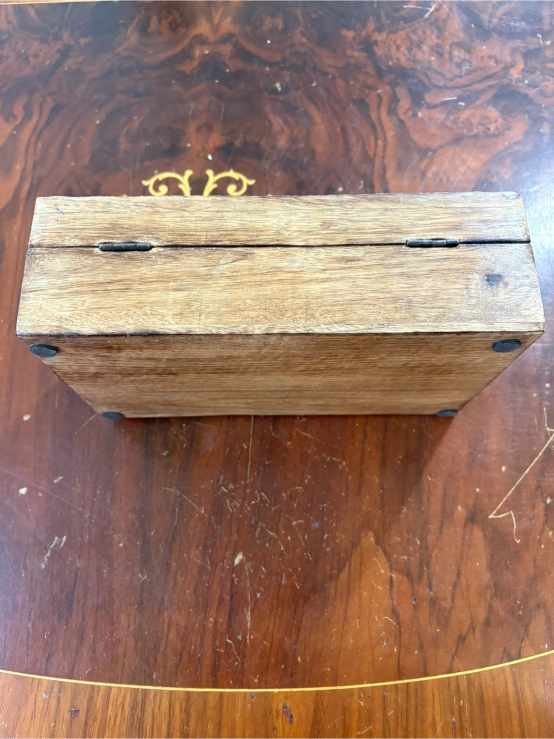 Hand carved wooden storage box with floral lid - photo 4