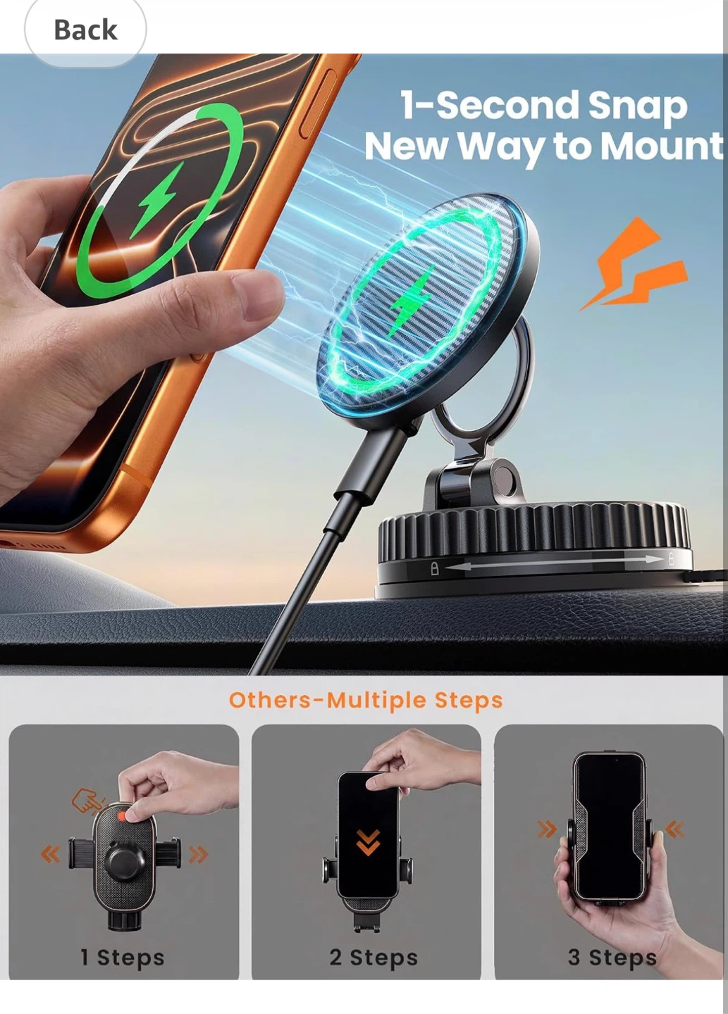 15W MagSafe Car Mount Wireless Charger - photo 5