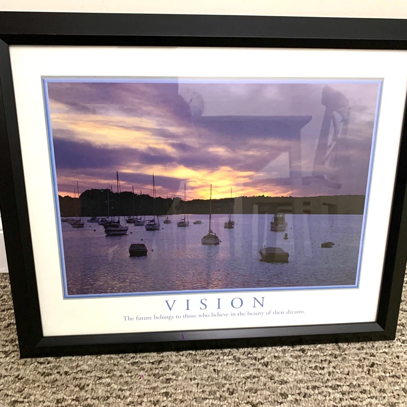 Vision Motivational Framed Wall Art Poster Sailboat Office Decor - photo 3