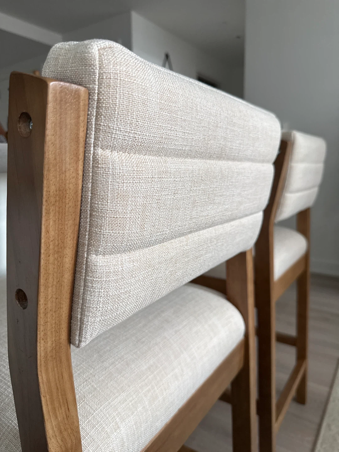 Natural Wooden Bar Stools with Upholstered Seat and Back - photo 3
