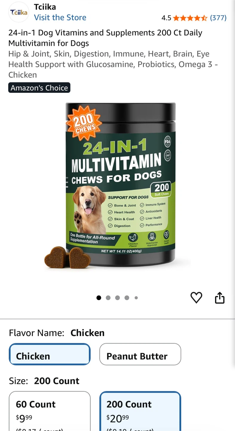 24-IN-1 Dog Multivitamin Chews - 200 Count