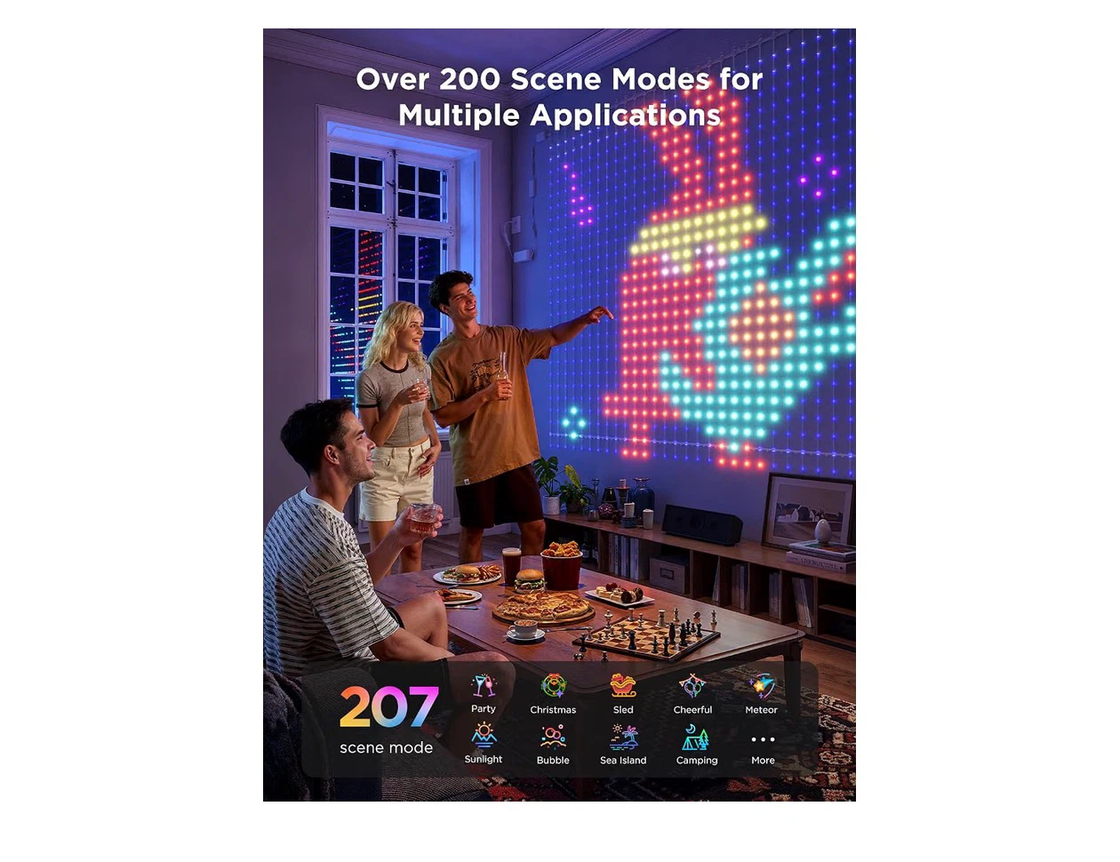 Govee Smart Curtain Lights 2, 520 LEDs, 4.9x6.6ft - photo 3